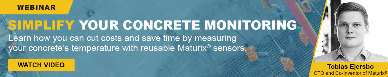 Simplify your concrete monitoring! Learn how you can cut costs and save time by measuring your concrete's temperature with reusable Maturix Sensors. Watch our video on this today!